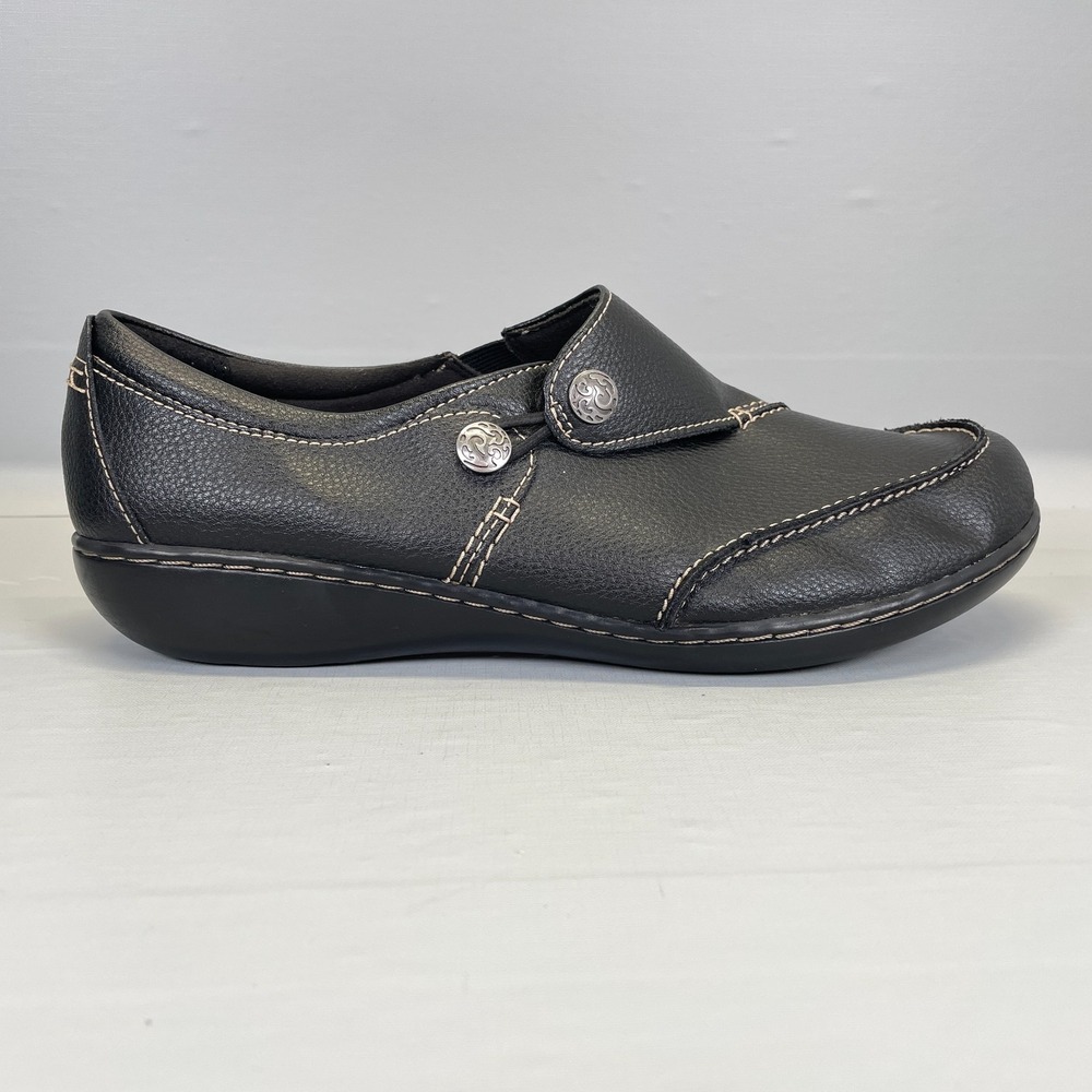 Clarks Ashland Lane Q Shoes Womens Size 11 Extra Wide Black Leather Loafers
